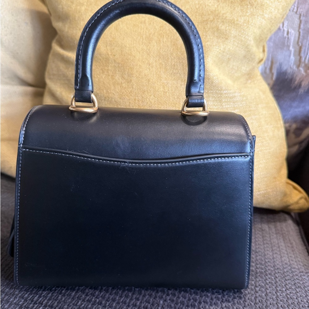 Coach Black Leather Handbag with Gold Accents - Picture 2 of 10